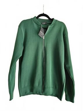 boohooMAN Green Zip-Up Sweater Size L NWT